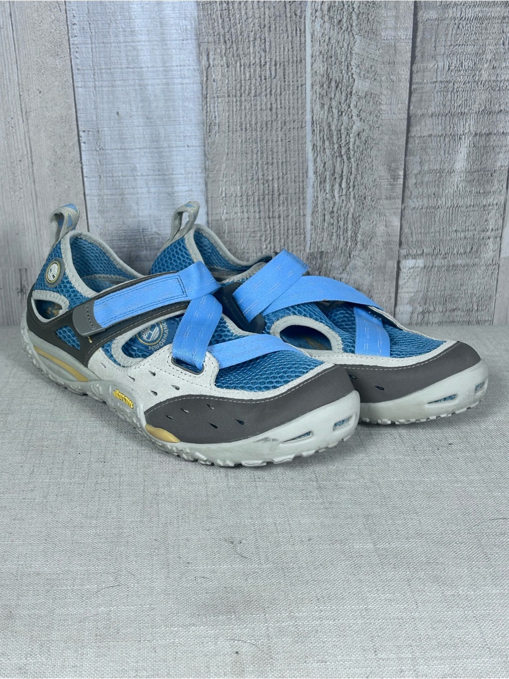 Timberland Women's 7 Outdoor Water Hiking Sandals Mary Jane Vibram Blue Gorpcore